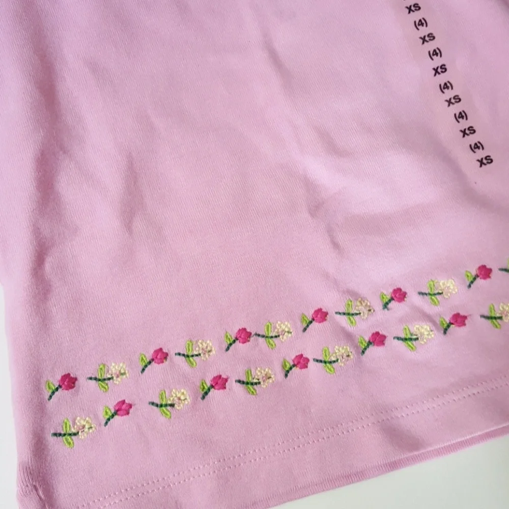Girls GAP Pink Flowers & Beaded Neck Tank Top-XS 4